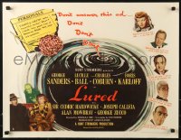 1h228 LURED style A 1/2sh 1947 artist seeks beautiful model, Lucille Ball, Karloff, ultra-rare!