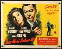 1h240 THEY WON'T BELIEVE ME style A 1/2sh 1947 Susan Hayward, Robert Young, Jane Greer, noir!