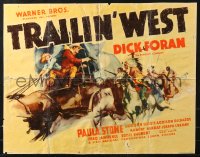1h243 TRAILIN' WEST 1/2sh 1936 western cowboy art of Dick Foran & sexiest Paula Stone, ultra-rare!