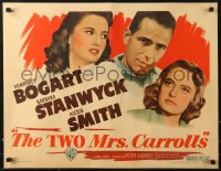 1h244 TWO MRS. CARROLLS style B 1/2sh 1947 Humphrey Bogart between Barbara Stanwyck & Alexis Smith!