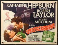 1h245 UNDERCURRENT style A 1/2sh 1946 Katharine Hepburn wonders where Taylor's brother is, rare!