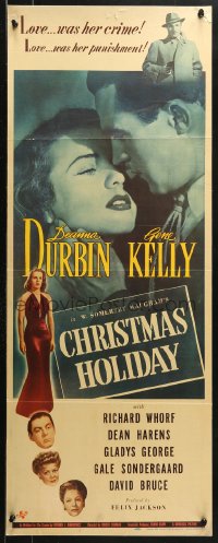 1h201 CHRISTMAS HOLIDAY insert 1944 sexy Deanna Durbin's crime and punishment was love, ultra-rare!