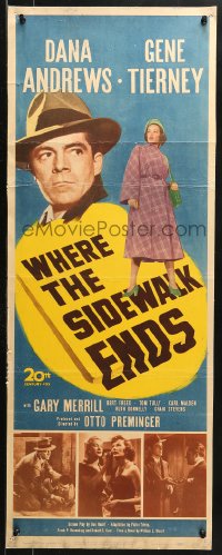 1h204 WHERE THE SIDEWALK ENDS insert 1950 Dana Andrews, sexy Gene Tierney, Otto Preminger noir!