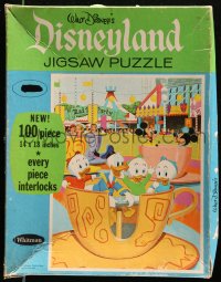 1h275 DISNEYLAND 100 piece jigsaw puzzle 1968 Donald Duck and nephews on the teacup ride!