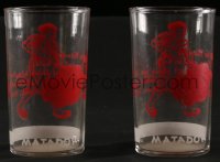 1h254 FERDINAND THE BULL 2 drinking glasses 1940s Walt Disney Silly Symphony, both with great art!