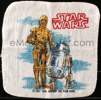 1h171 STAR WARS washcloth 1977 Lucas classic sci-fi epic, cool art of R2-D2 and C-3PO!
