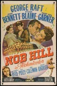 1h199 NOB HILL 1sh 1945 art of George Raft, Joan Bennett, Vivian Blaine & sexy chorus girls