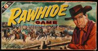 1h398 RAWHIDE board game 1960 great cowboy western cover art, Eric Fleming!