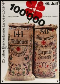 1h049 25 JAHRE INTERKANTONALE LANDES-LOTTERIE 36x50 Swiss advertising poster 1962 huge lottery!