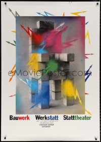 1h043 BAUWERK WERKSTATT STATTTHEATER 33x47 German stage poster 1986 Matthies block & arrows art!