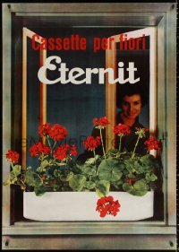 1h056 ETERNIT 36x50 Swiss advertising poster 1959 flower boxes made of fiber cement w/asbestos!