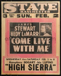 1h196 STATE THEATRE jumbo WC 1941 Hedy Lamarr in Come Live With Me, Bogart in High Sierra!