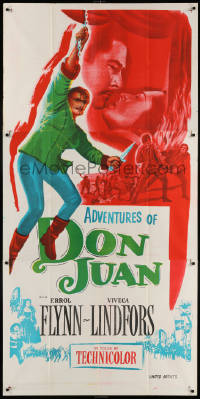 1j046 ADVENTURES OF DON JUAN Indian 3sh R1950s Errol Flynn made history when he made love to Lindfors!