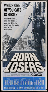1j262 BORN LOSERS 3sh 1967 Tom Laughlin directs and stars as Billy Jack, sexy motorcycle art!