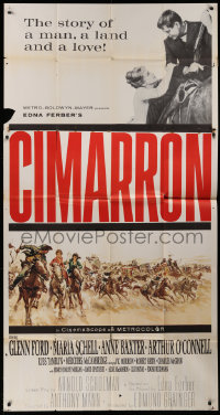 1j274 CIMARRON 3sh 1960 directed by Anthony Mann, Glenn Ford, Maria Schell, cool western artwork!