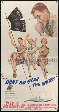 1j292 DON'T GO NEAR THE WATER 3sh 1957 Glenn Ford, different art of 3 sexy girls, two in uniform!