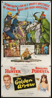 1j317 GOLDEN ARROW 3sh 1963 Tab Hunter, sexy Rossana Podesta, amazing magic & high adventure!