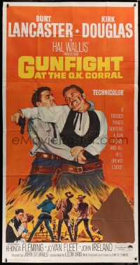 1j321 GUNFIGHT AT THE O.K. CORRAL 3sh R1964 Burt Lancaster, Kirk Douglas, directed by John Sturges!