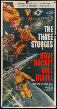 1j326 HAVE ROCKET WILL TRAVEL 3sh 1959 wonderful sci-fi art of The Three Stooges in space!