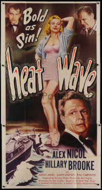 1j327 HEAT WAVE 3sh 1954 full-length image of HOT tempting taunting bad girl Hillary Brooke, rare!