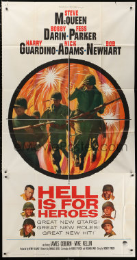 1j328 HELL IS FOR HEROES 3sh 1962 Steve McQueen, Bob Newhart, Fess Parker, Bobby Darin, Don Siegel