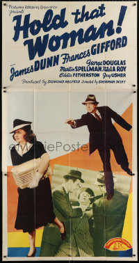 1j329 HOLD THAT WOMAN 3sh 1940 great image of James Dunn chasing pretty Frances Gifford, rare!