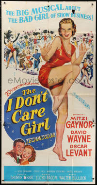 1j333 I DON'T CARE GIRL 3sh 1952 great full-length art of sexy showgirl Mitzi Gaynor!