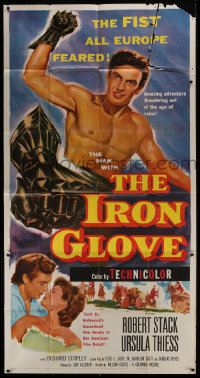 1j339 IRON GLOVE 3sh 1954 art of barechested Robert Stack who had the fist all Europe feared!