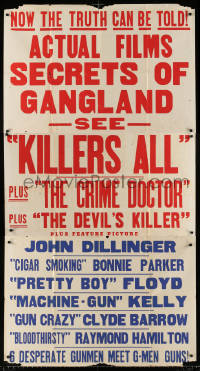 1j348 KILLERS ALL/DEVIL'S KILLER 3sh 1957 Dillinger & marijuana expose, true crime triple bill!