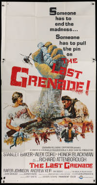 1j354 LAST GRENADE int'l 3sh 1970 montage art of soldiers of fortune Stanley Baker & Alex Cord!