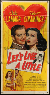 1j357 LET'S LIVE A LITTLE 3sh 1948 great artwork of pretty Hedy Lamarr & Robert Cummings!
