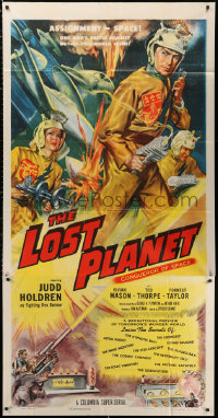 1j366 LOST PLANET 3sh 1953 Cravath sci-fi art, never before such science fiction thrills, rare!