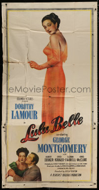 1j368 LULU BELLE 3sh 1948 full-length art of sexy smoking Dorothy Lamour & with George Montgomery!