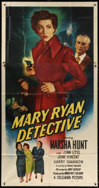 1j379 MARY RYAN, DETECTIVE 3sh 1950 Gangland falls for Marsha Hunt, the cop in skirts, cool art!
