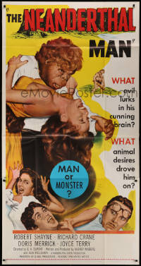 1j388 NEANDERTHAL MAN 3sh 1953 wacky monster art, what animal desires drove his cunning brain on!