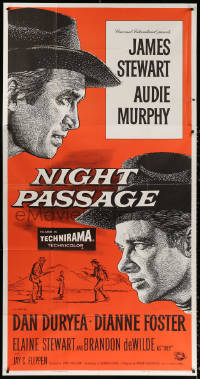 1j393 NIGHT PASSAGE 3sh 1957 no one could stop the showdown between Jimmy Stewart & Audie Murphy!