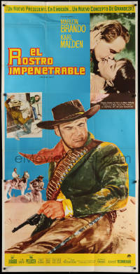 1j044 ONE EYED JACKS Mexican 3sh 1961 art of star & director Marlon Brando with gun & bandolier!