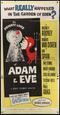 1j418 PRIVATE LIVES OF ADAM & EVE 3sh 1960 wacky art of sexy Mamie Van Doren & devil Mickey Rooney!