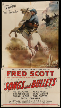 1j441 SONGS & BULLETS 3sh 1938 Fred Scott, The Silver-Voiced Buckaroo on rearing horse, very rare!