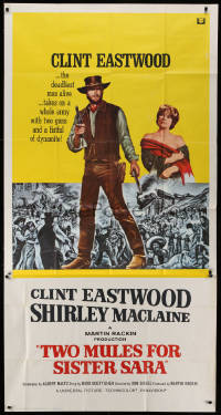 1j482 TWO MULES FOR SISTER SARA int'l 3sh 1970 gunslinger Clint Eastwood & Shirley MacLaine, rare!