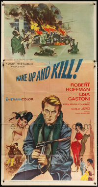 1j486 WAKE UP & KILL 3sh 1970 art of Robert Hoffman with gun, Lisa Gastoni, Svegliata e uccidi!