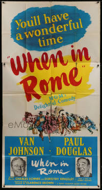 1j492 WHEN IN ROME 3sh 1952 great smiling portraits of Van Johnson & Paul Douglas + artwork!