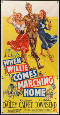 1j493 WHEN WILLIE COMES MARCHING HOME 3sh 1950 John Ford, art of Dan Dailey, Calvet & Townsend, rare!