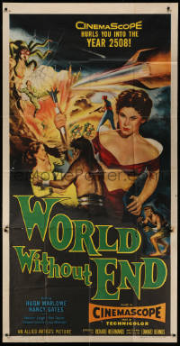 1j499 WORLD WITHOUT END 3sh 1956 incredible Reynold Brown art hurls you into the year 2508!