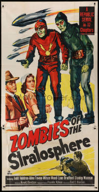 1j503 ZOMBIES OF THE STRATOSPHERE 3sh 1952 cool art of aliens with guns including Leonard Nimoy!