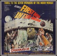 1j149 FIRST MEN IN THE MOON 6sh 1964 Ray Harryhausen, H.G. Wells, fantastic sci-fi art!