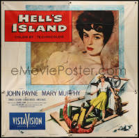 1j158 HELL'S ISLAND 6sh 1955 John Payne, sexiest close up portrait of Mary Murphy + cool art!