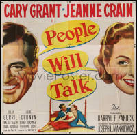 1j183 PEOPLE WILL TALK 6sh 1951 great artwork of Cary Grant & pretty Jeanne Crain, very rare!