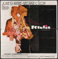 1j185 PETULIA 6sh 1968 great Bob Peak art of Julie Christie & George C. Scott, ultra rare!