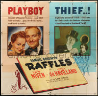 1j190 RAFFLES 6sh 1939 playboy & thief David Niven & pretty Olivia de Havilland, ultra rare!